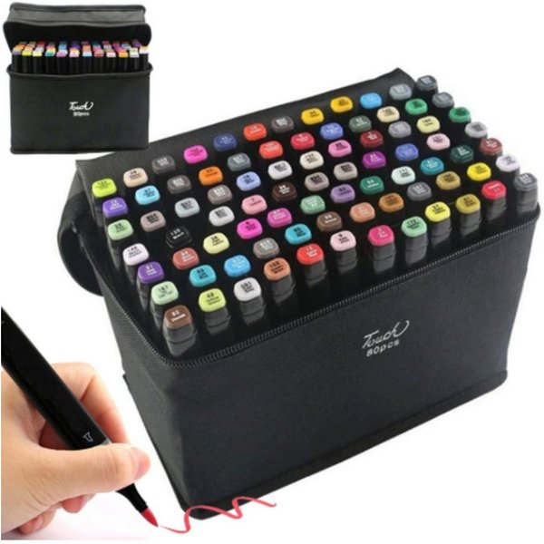 VERK GROUP Malstift Alkoholmarker Set 80 Farben mit Etui – Doppelseitige Twin Marker