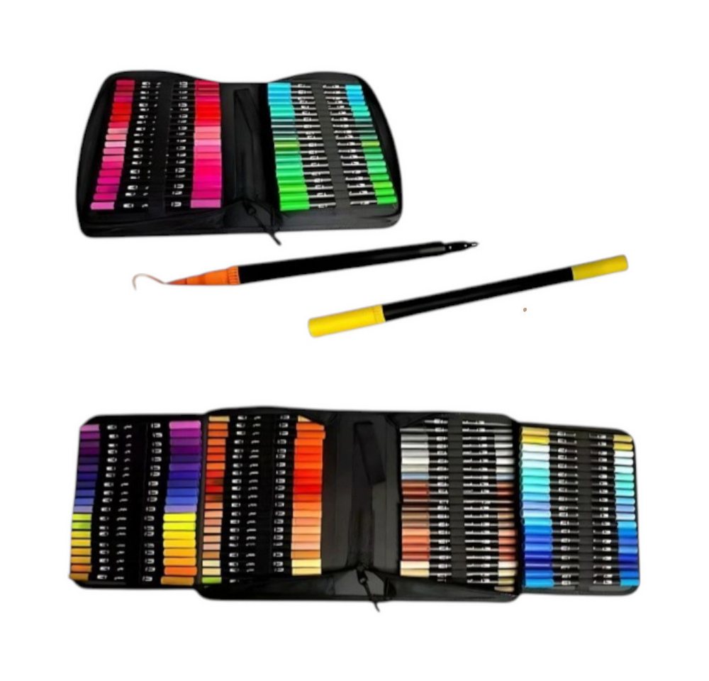 VERK GROUP Malstift Dual Brush Marker 100 Farben Doppelseitige Aquarellstifte Set mit Etui – Bild 3 von 5