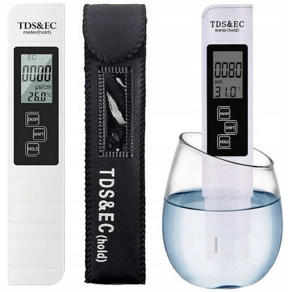 VERK GROUP Trinkwassertest TDS Messgerät Wassertester für Trinkwasser EC Leitwert Osmose, Messgerät, 1-tlg., 1 Messgerät mit Zubehör, TDS-, EC- und Temperaturme