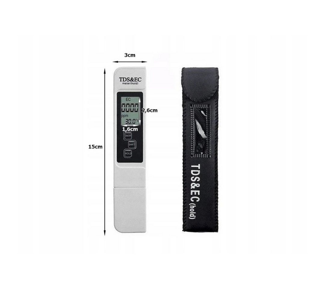 VERK GROUP Trinkwassertest TDS Messgerät Wassertester für Trinkwasser EC Leitwert Osmose, Messgerät, 1-tlg., 1 Messgerät mit Zubehör, TDS-, EC- und Temperaturme – Bild 2 von 5