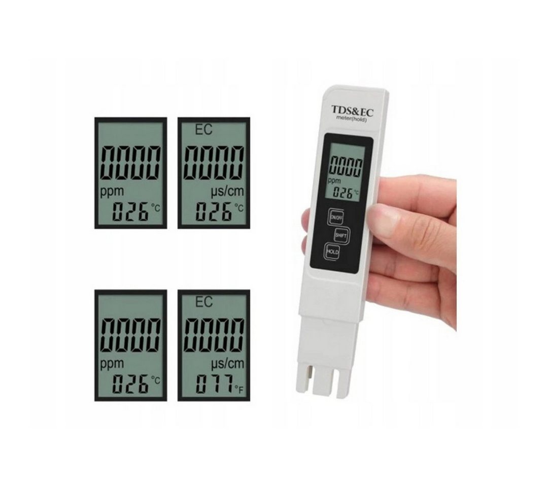 VERK GROUP Trinkwassertest TDS Messgerät Wassertester für Trinkwasser EC Leitwert Osmose, Messgerät, 1-tlg., 1 Messgerät mit Zubehör, TDS-, EC- und Temperaturme – Bild 3 von 5