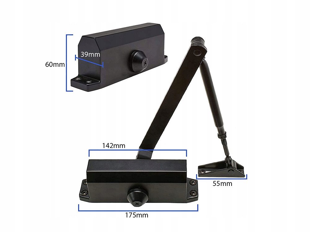 VERK GROUP Türschließer Türschließer Hydraulisch Einstellbar Automatisch bis 65 kg Schwarz, (1-tlg), Hydraulisch, einstellbare Schließgeschwindigkeit – Bild 3 von 5