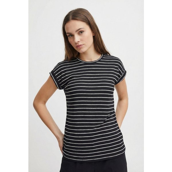 Vero Moda Kurzarmpullover VMBRIANNA SS O-NECK PULLOVER BOO REP mit überschnittenen Schultern mit Umschlagsaum