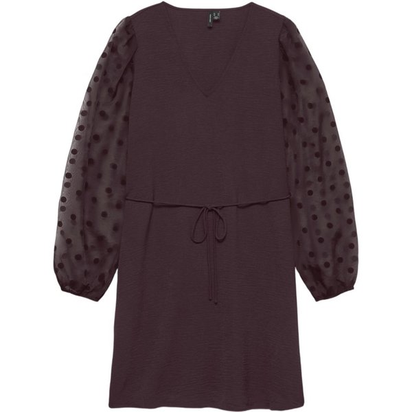 Vero Moda Minikleid braun,Casual,Polyester,Unifarben,V-Ausschnitt,Lang,Regular Fit