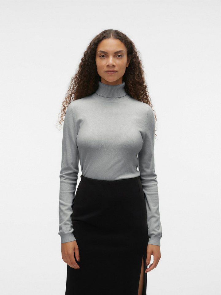 Vero Moda Rollkragenpullover VMHAPPINESS LS ROLLNK PULLOVE GA BOO REP Viskosemischung, slim fit – Bild 2 von 5