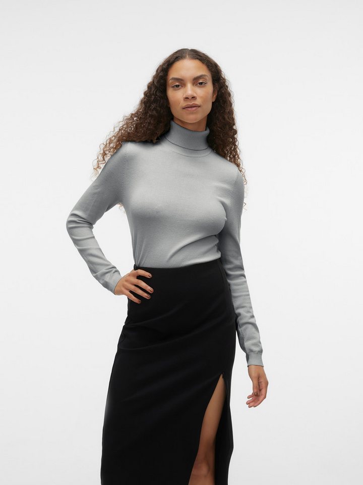 Vero Moda Rollkragenpullover VMHAPPINESS LS ROLLNK PULLOVE GA BOO REP Viskosemischung, slim fit – Bild 4 von 5