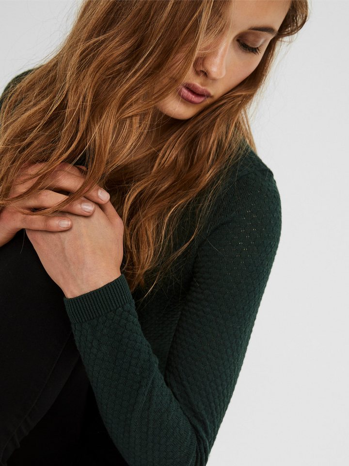 Vero Moda Rundhalspullover VMCARE STRUCTURE LS O-NECK BLOU NOOS mit Strukturmuster – Bild 2 von 5