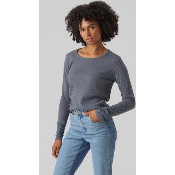 Vero Moda Rundhalspullover VMCARE STRUCTURE LS O-NECK BLOU NOOS mit Strukturmuster