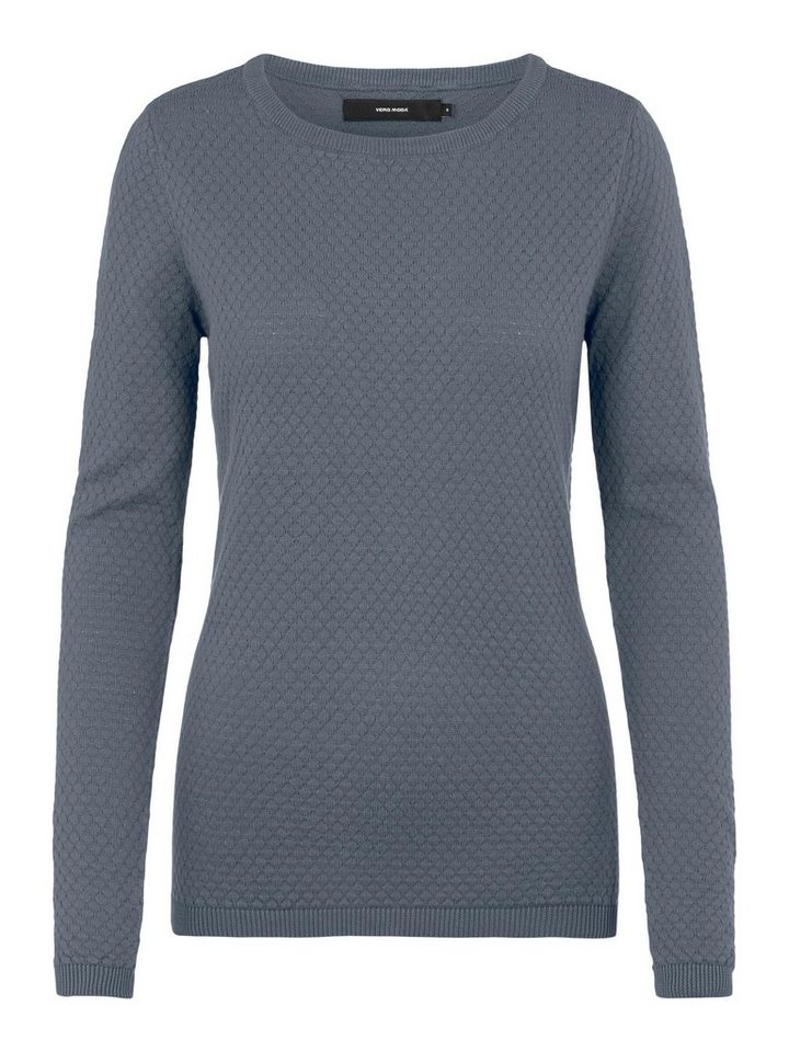 Vero Moda Rundhalspullover VMCARE STRUCTURE LS O-NECK BLOU NOOS mit Strukturmuster – Bild 4 von 5