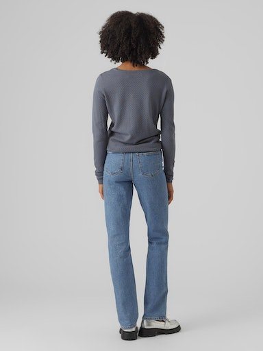 Vero Moda Rundhalspullover VMCARE STRUCTURE LS O-NECK BLOU NOOS mit Strukturmuster – Bild 5 von 5