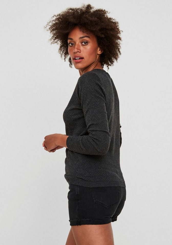Vero Moda Rundhalspullover VMCARE STRUCTURE LS O-NECK BLOUSE aus Baumwolle – Bild 3 von 5