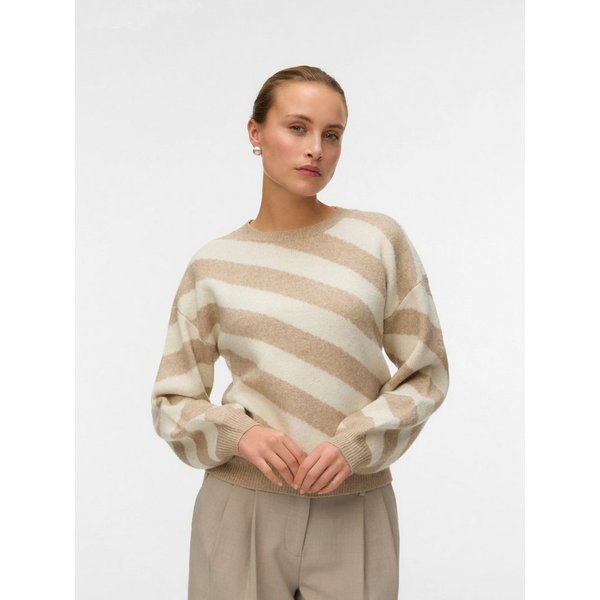 Vero Moda Rundhalspullover VMLARA LS O-NECK PULLOVER GA BOO REP Materialmix, Stretch, regular fit