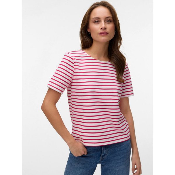 Vero Moda Rundhalsshirt VMABBY SS ZIP TOP JRS NOOS Materialmix, regular fit