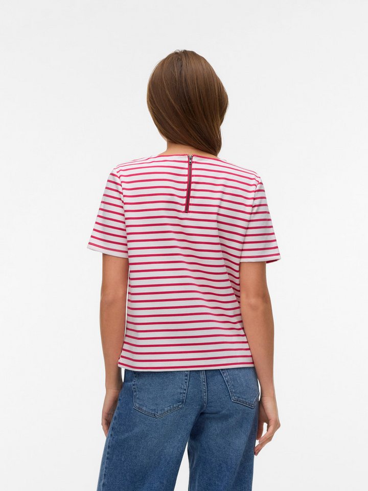 Vero Moda Rundhalsshirt VMABBY SS ZIP TOP JRS NOOS Materialmix, regular fit – Bild 2 von 5