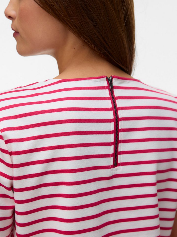Vero Moda Rundhalsshirt VMABBY SS ZIP TOP JRS NOOS Materialmix, regular fit – Bild 3 von 5
