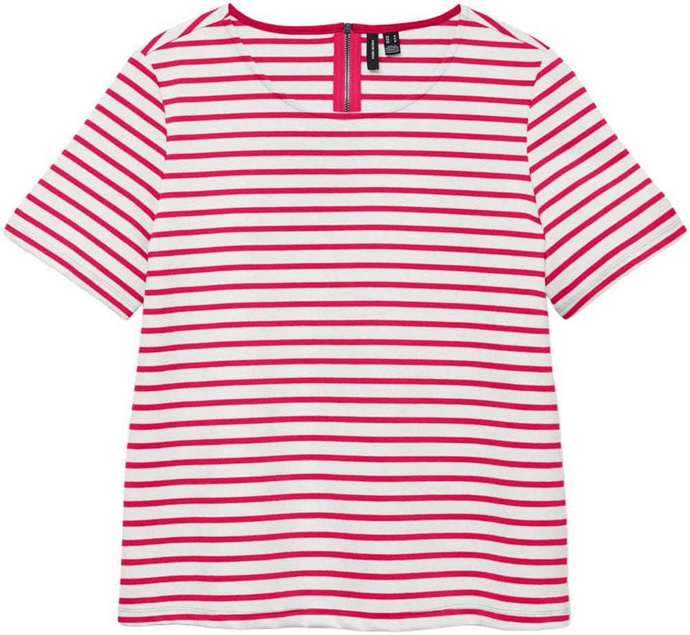 Vero Moda Rundhalsshirt VMABBY SS ZIP TOP JRS NOOS Materialmix, regular fit – Bild 5 von 5