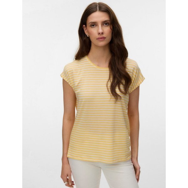 Vero Moda Rundhalsshirt VMAVA PLAIN SS TOP STRIPE GA JRS NOOS Materialmix, regular fit