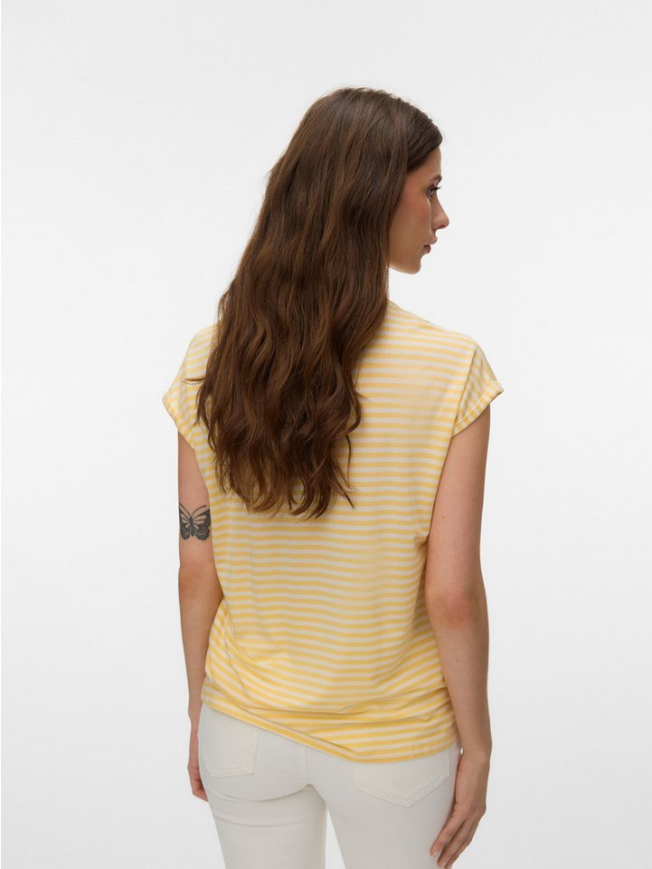 Vero Moda Rundhalsshirt VMAVA PLAIN SS TOP STRIPE GA JRS NOOS Materialmix, regular fit – Bild 2 von 5