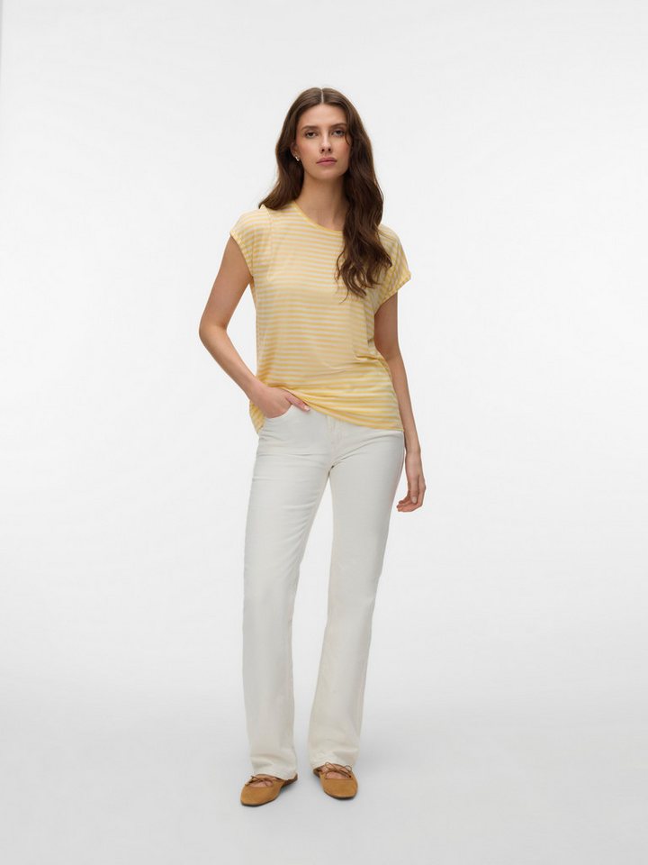 Vero Moda Rundhalsshirt VMAVA PLAIN SS TOP STRIPE GA JRS NOOS Materialmix, regular fit – Bild 4 von 5