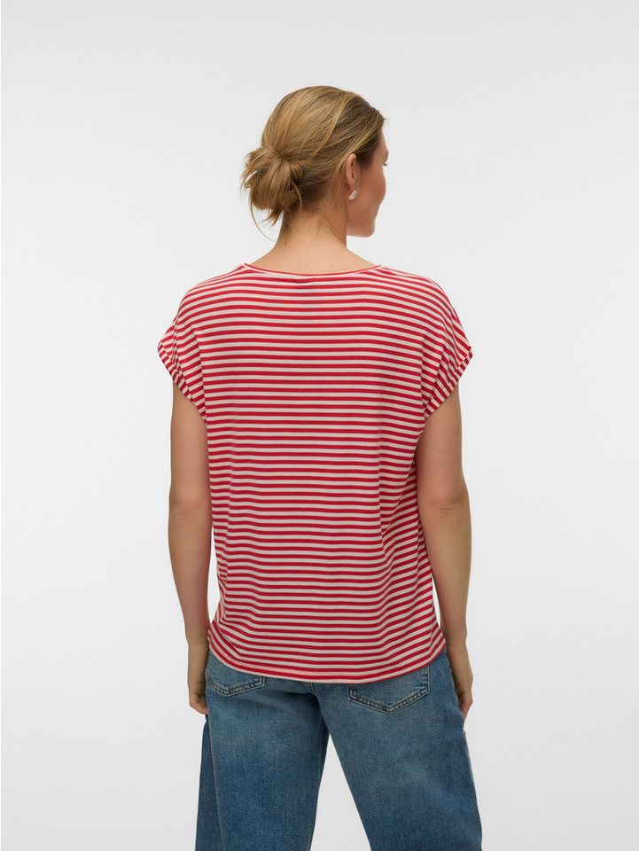 Vero Moda Rundhalsshirt VMAVA PLAIN SS TOP STRIPE GA JRS NOOS Materialmix, regular fit – Bild 2 von 4
