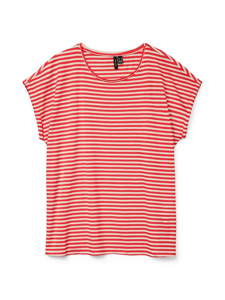 Vero Moda Rundhalsshirt VMAVA PLAIN SS TOP STRIPE GA JRS NOOS Materialmix, regular fit – Bild 4 von 4