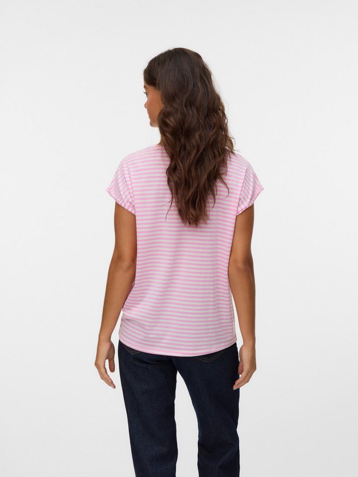 Vero Moda Rundhalsshirt VMAVA PLAIN SS TOP STRIPE GA JRS NOOS Materialmix, regular fit – Bild 2 von 5