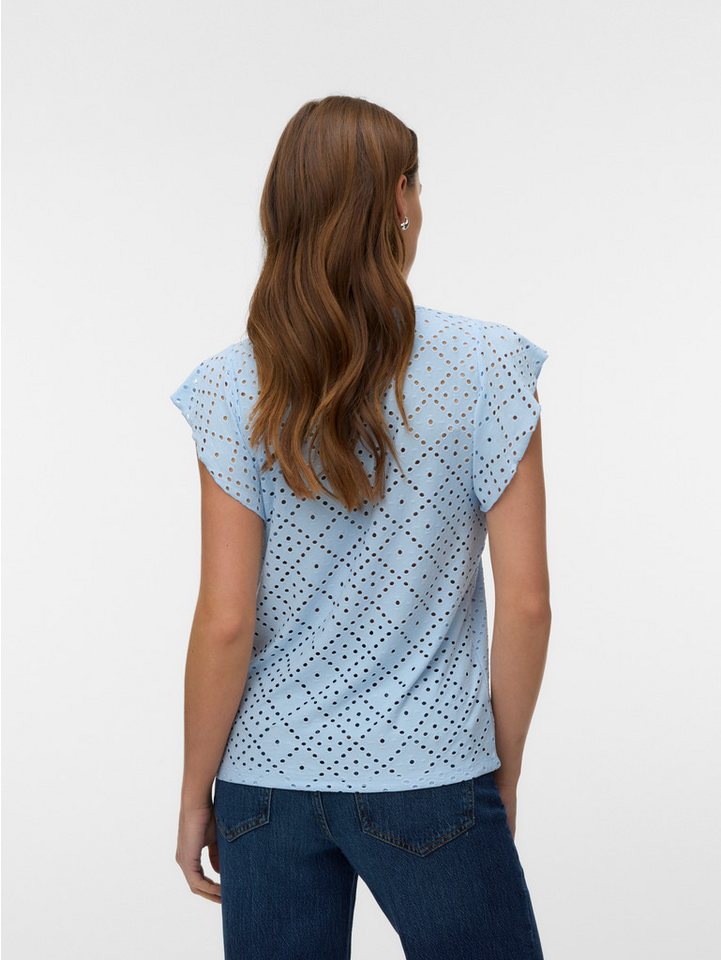 Vero Moda Rundhalsshirt VMTASSA SL FRILL TOP NOOS Materialmix, loose fit – Bild 2 von 5