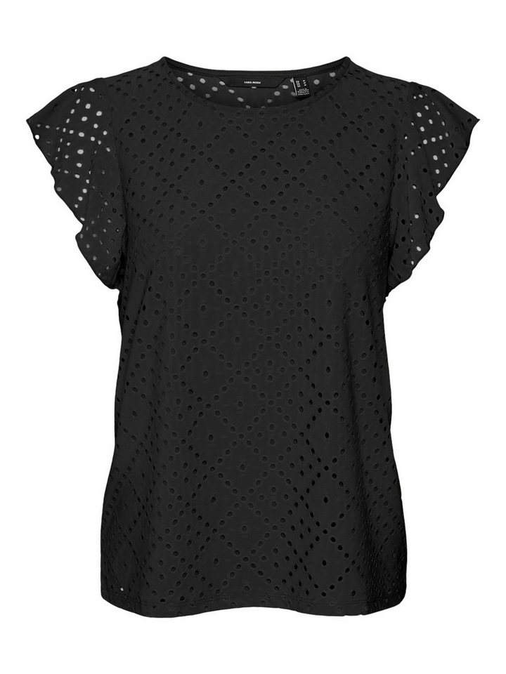 Vero Moda Rundhalsshirt VMTASSA SL FRILL TOP NOOS Materialmix, loose fit – Bild 4 von 5