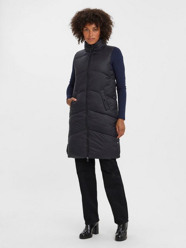 Vero Moda Steppweste Langes Design Puffer Wattierte ohne für Damen Regulär geschnitten Fit Stehkragen unifarben wärmend – Bild 2 von 5