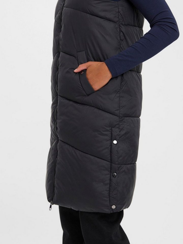 Vero Moda Steppweste Langes Design Puffer Wattierte ohne für Damen Regulär geschnitten Fit Stehkragen unifarben wärmend – Bild 5 von 5