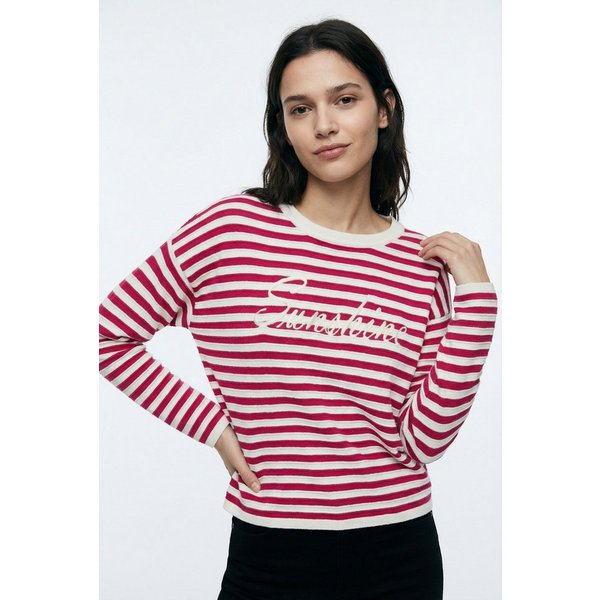 Vero Moda Strickpullover VMAPPLE LS O-NECK PULLOVER BOO mit trendigem "Sunshine" Schriftzug