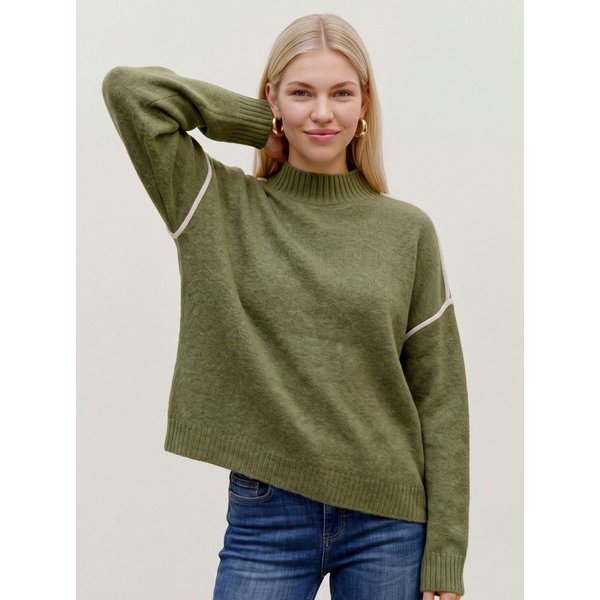 Vero Moda Strickpullover VMBOOM LS HIGHNECK PIPING PULLOVER NOOS Materialmix