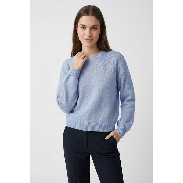 Vero Moda Strickpullover VMDAISY EMB LS O-NECK PULLOVER BOO mit zartem Blumenmuster