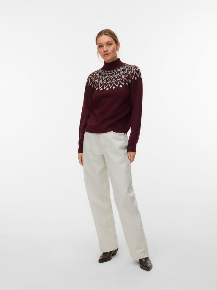 Vero Moda Strickpullover VMKARLA LS HIGHNECK PULLOVER BOO Materialmix – Bild 4 von 5