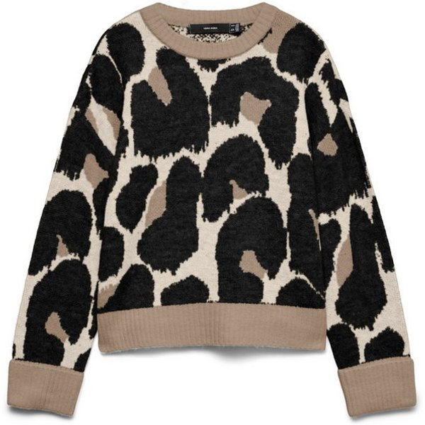 Vero Moda Strickpullover VMLEONIE LS O-NECK PULLOVER BOO Materialmix