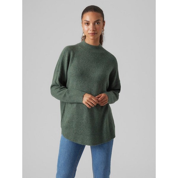 Vero Moda Strickpullover VMPLAZA LS HIGHNECK LONG PULLOVER GA BOO Materialmix, loose fit