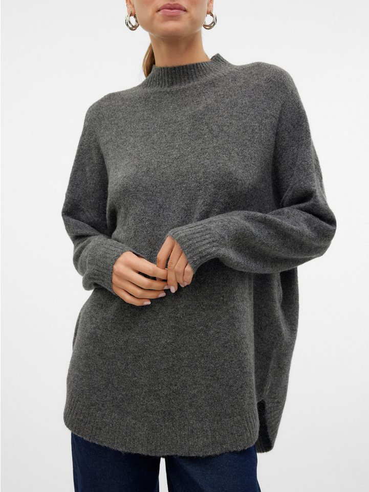 Vero Moda Strickpullover VMPLAZA LS HIGHNECK LONG PULLOVER GA BOO Materialmix, loose fit – Bild 2 von 5