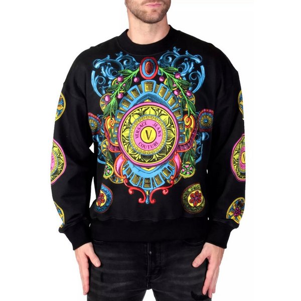 Versace Jeans Couture Sweatshirt Oversize Logo Pullover Sweater S All-Over-Print im typischen barocken Versace