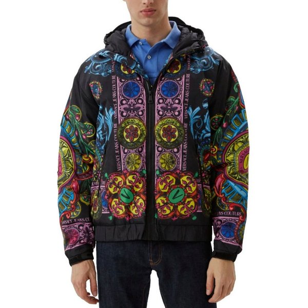 Versace Kurzjacke Regalia Baroque Jacke Bomber Blouson mit Kapuze Loose Fit Regalia- und Baroque-Allover-Design in Multicolor