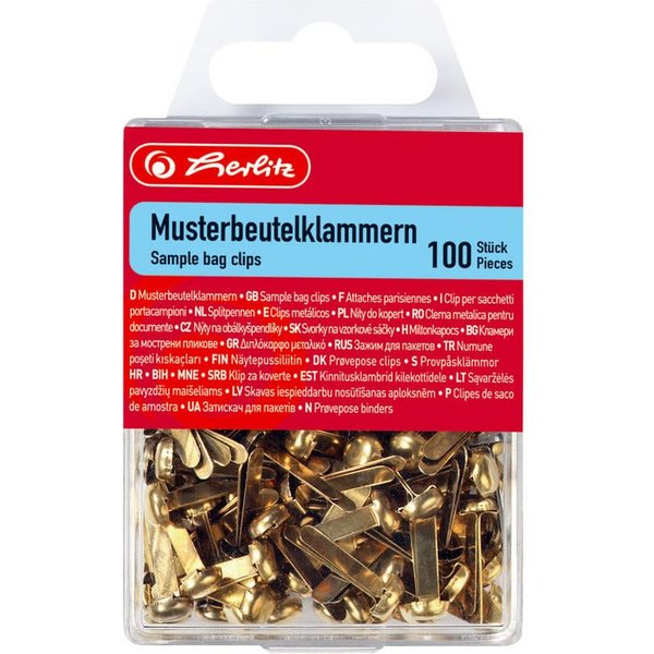 Herlitz Verschlussklammer herlitz Musterbeutelklammer Metall messing 100