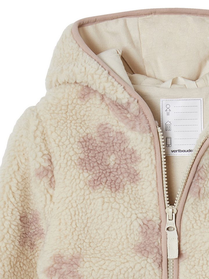 vertbaudet Blouson Mädchen Teddyfleece-Jacke Teddyflecee, Blumenmuster – Bild 3 von 5