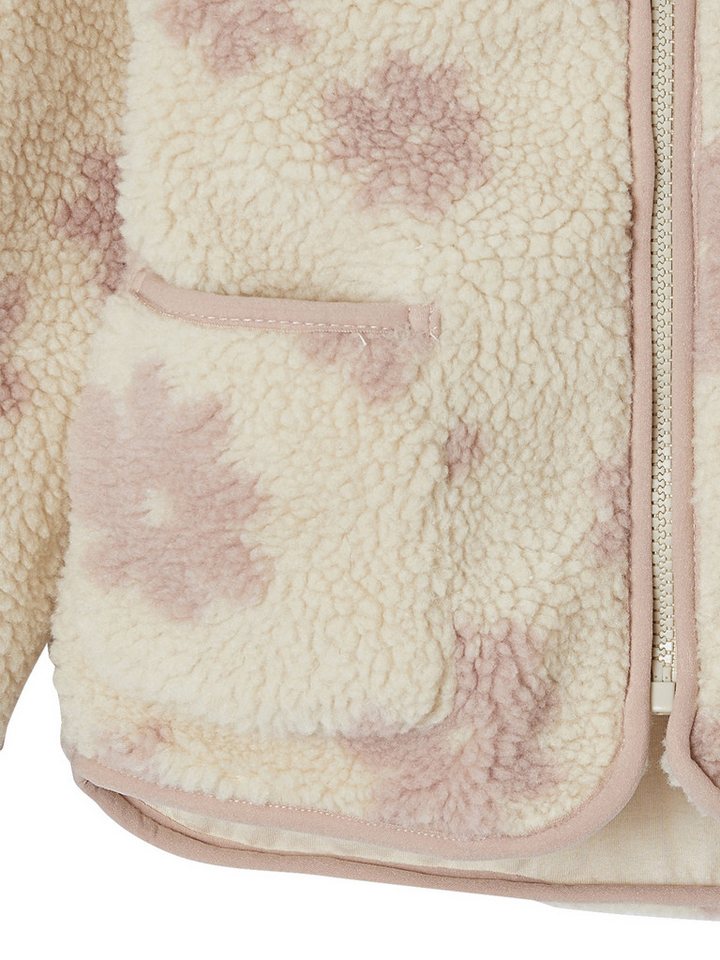 vertbaudet Blouson Mädchen Teddyfleece-Jacke Teddyflecee, Blumenmuster – Bild 4 von 5