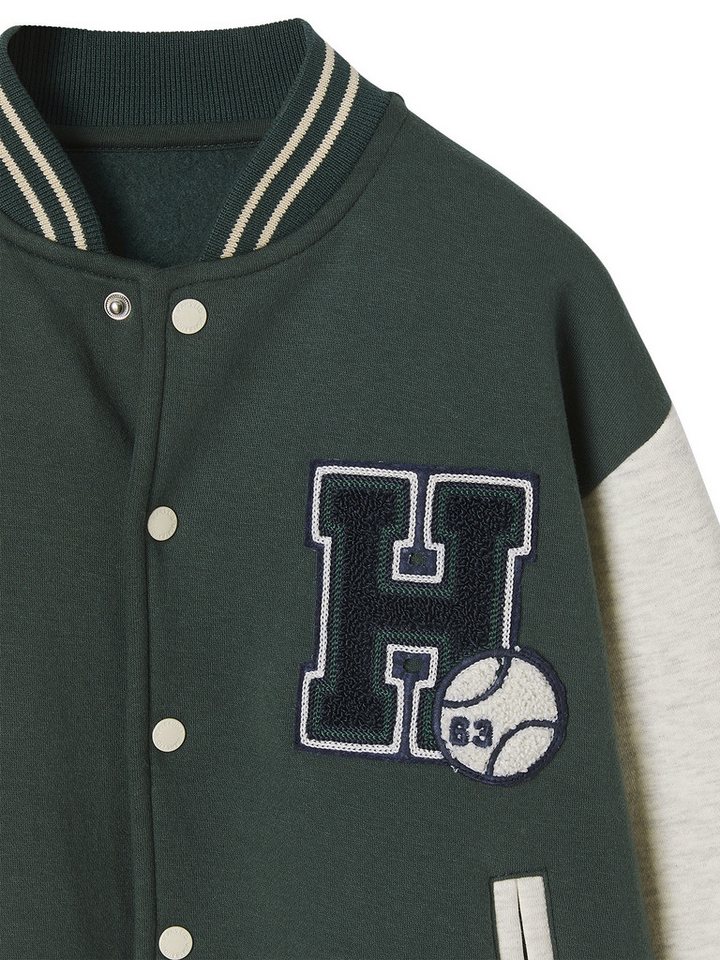 vertbaudet Fleecepullover College-Sweatjacke mit Aufnäher Jungen – Bild 3 von 4