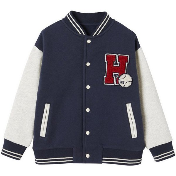 vertbaudet Fleecepullover College-Sweatjacke mit Aufnäher Jungen