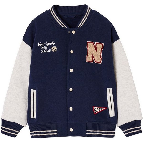 vertbaudet Fleecepullover Jungen College-Sweatjacke mit Kontrastärmeln