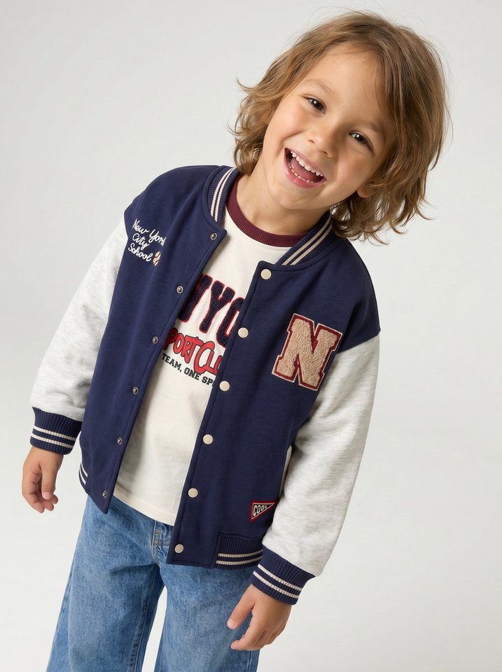 vertbaudet Fleecepullover Jungen College-Sweatjacke mit Kontrastärmeln – Bild 4 von 5