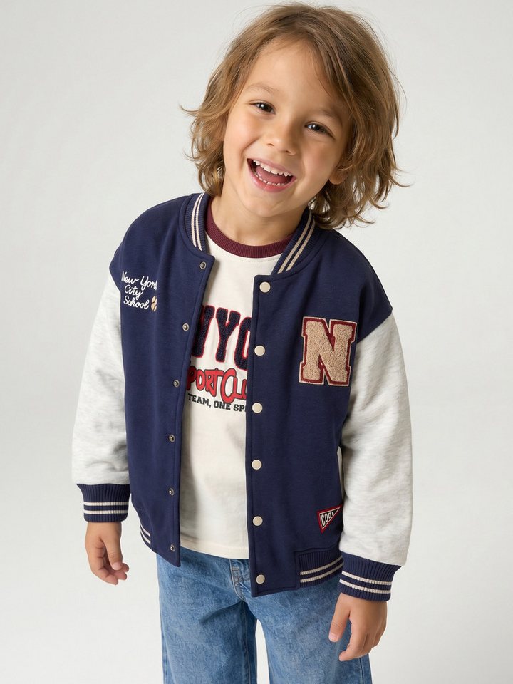 vertbaudet Fleecepullover Jungen College-Sweatjacke mit Kontrastärmeln – Bild 5 von 5