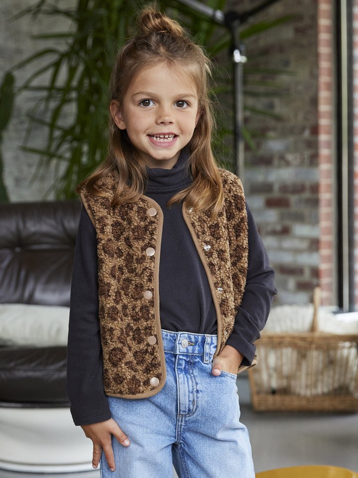 vertbaudet Fleeceweste Mädchen Teddyfleece-Weste mit Leopardenmuster Leopardenmuster – Bild 4 von 5