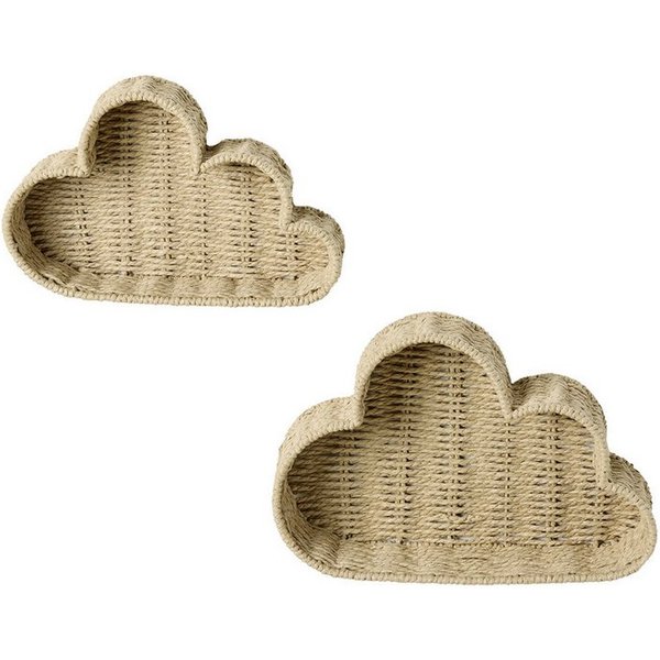vertbaudet Kinderregal Wandregale in Wolkenform, 2er-Set aus Papierkordel, Kinderzimmer