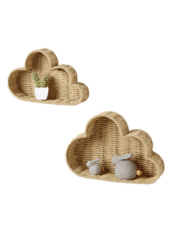 vertbaudet Kinderregal Wandregale in Wolkenform, 2er-Set aus Papierkordel, Kinderzimmer – Bild 2 von 3